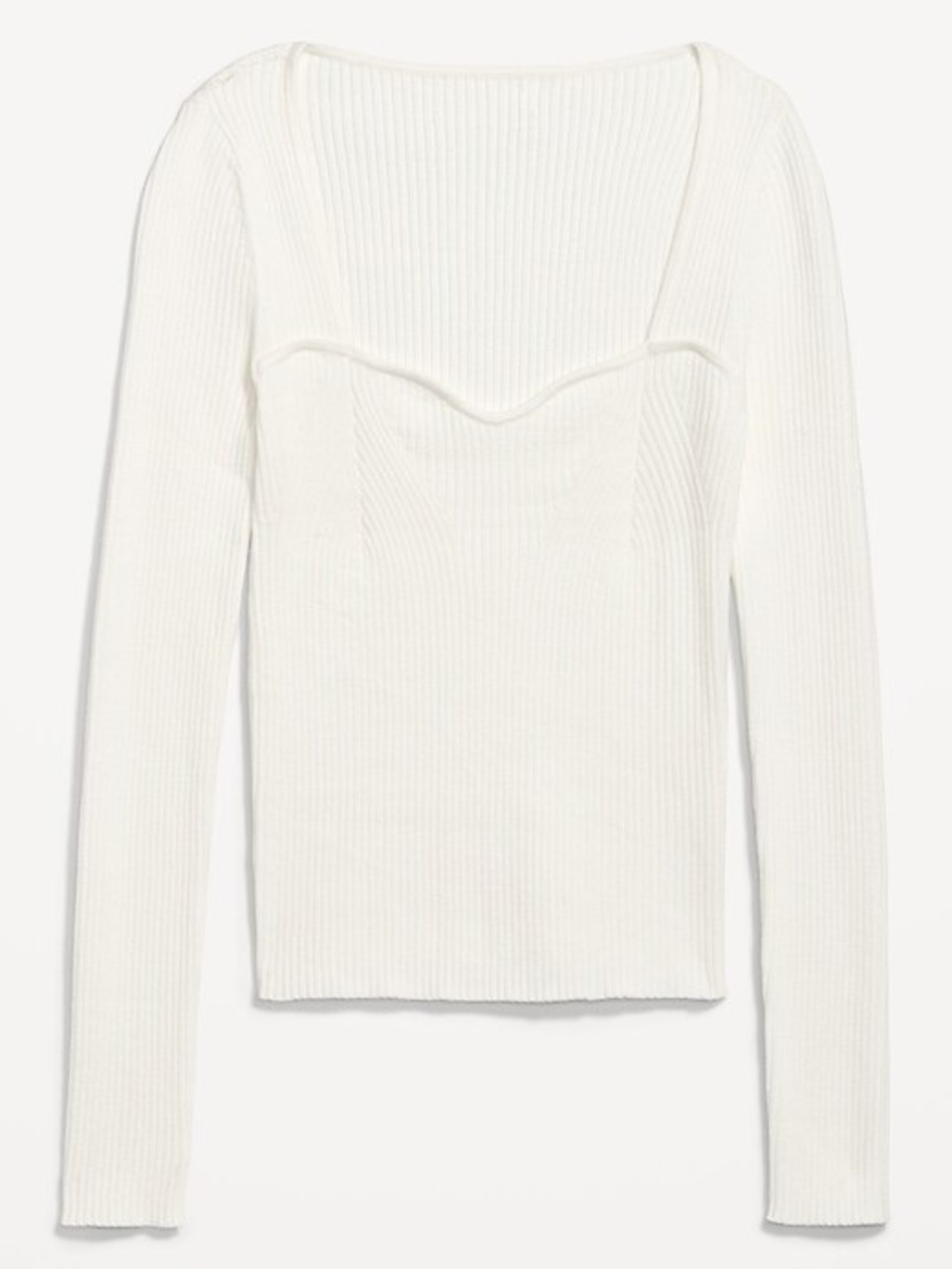 Old Navy White Ribbed Long-Sleeve Scoop-Neck Top